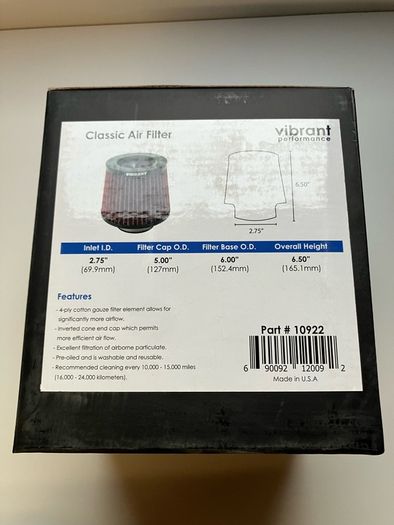 Air Filter Vibrant Performance 2.75"