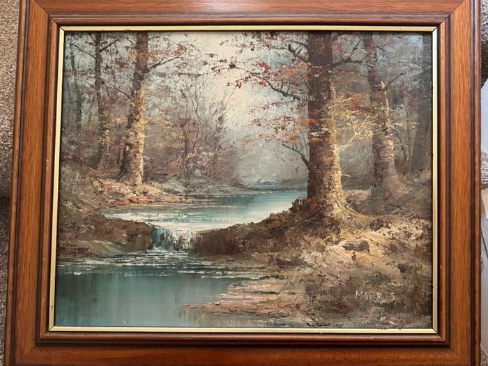 Vintage Framed Woodland Painting