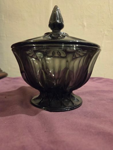 Anchor Hocking Fairfield Smoke Gray Candy Dish