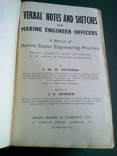 Verbal Notes and Sketches for Marine Engineer Officers 2 volumes complete