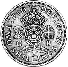 British Florin (2 Shillings) coin 1949
