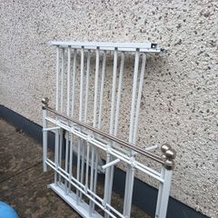 White metal double bed frame