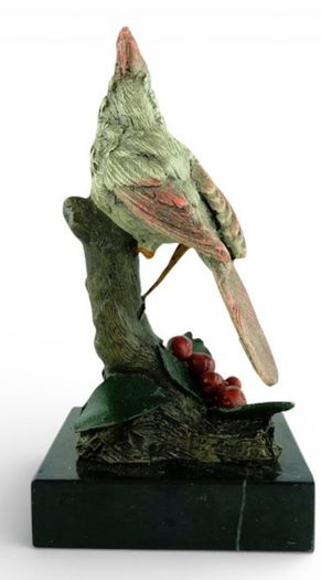 Northern Cardinal Bird - Cold Painted Bronze, Signed