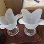 Vintage frosted Art Glass Tealight Candle Holder Tea Light Image 2