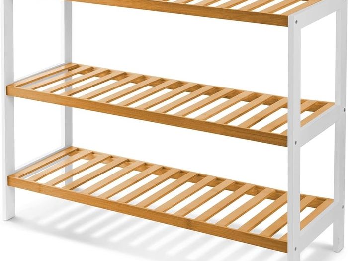 NEW SALE | 3 Tier Natural Bamboo Shoe Rack Easy Assembly & Strong Design Shelf Organiser Ideal for Bedroom,Bathroom,Hallway & Small Spaces Large Capacity Up to 12 Pairs of Shoes(55x70x25cm)