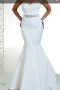 ivory satin wedding dress