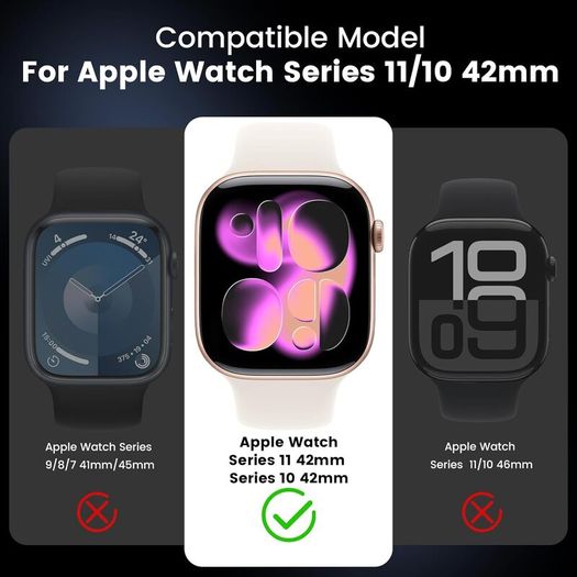 [2 in 1] Waterproof Case for Apple Watch Series 11/10 42mm Screen Protector,360 Protective PC Cover Tempered Glass,Front & Back Bumper for iPhone Watch 42mm