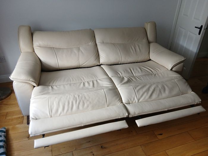 Sofa - Cream Leather 3+2 Seater