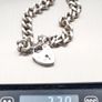 Signed Chunky Curb Chain Heart Padlock 925 Silver Bracelet Image 9