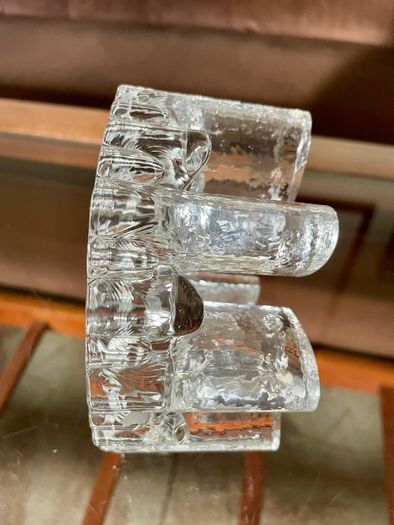 Vintage 1960s Georgshutte Art Glass Votive Candle Holder Trivet Dish Warmer