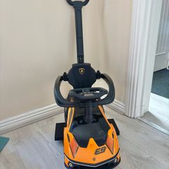 Lamborghini Car 2-in-1 Push-Along Ride On Orange
