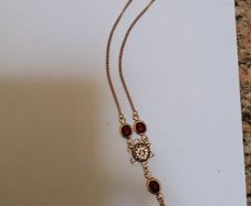 Necklace Gold Tone Wine Cabochon Stones