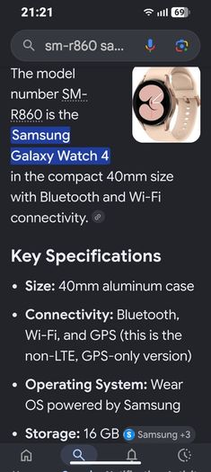 Samsung galaxy 4 smart watch 40mm