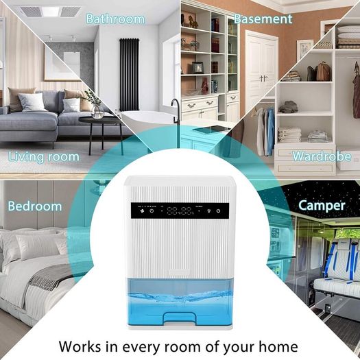 Electric Dehumidifier, 3000ml Portable Small Dehumidifier for Bedroom with Ultra Quiet & Auto Shut off 7 Colorful LED for Wardrobe,basement,Bathroom,Closet,RV,Baby Nursery