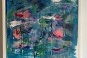 Large Original Painting Framed Contemporary Art Modern Irish abstract art Blue and Pink Aesthetic