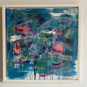 Large Original Painting Framed Contemporary Art Modern Irish abstract art Blue and Pink Aesthetic