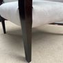 Modern Ivory Accent Armchair with Sculpted Black Wood Arms Image 2