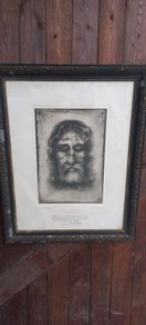 Antique plate print Religious Wall Picture Lord Jesus Christ in its orighinal condition from old church sale in France