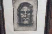 Antique plate print Religious Wall Picture Lord Jesus Christ in its orighinal condition from old church sale in France