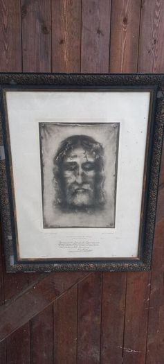 Antique plate print Religious Wall Picture Lord Jesus Christ in its orighinal condition from old church sale in France