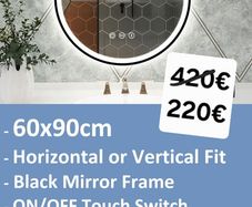 LED Bathroom Mirror 60x90cm Speakers Antifog Black Frame Bright Dual LED Makeup Vanity Cosmetic