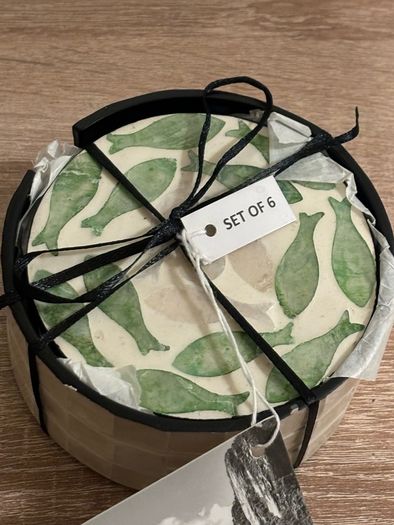 6 Handmade Mother of Pearl Coasters
