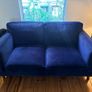 Two seater couch in navy velvet for sale Image 8