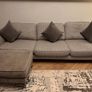 4 Seater Grey/houndstooth Sofa with footstool Image 7