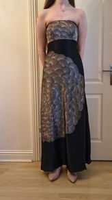 Silk Long Black&White Dress