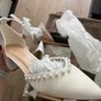 Linzi Swan Bridal Satin Pearl Heels UK Size 8 Image 4
