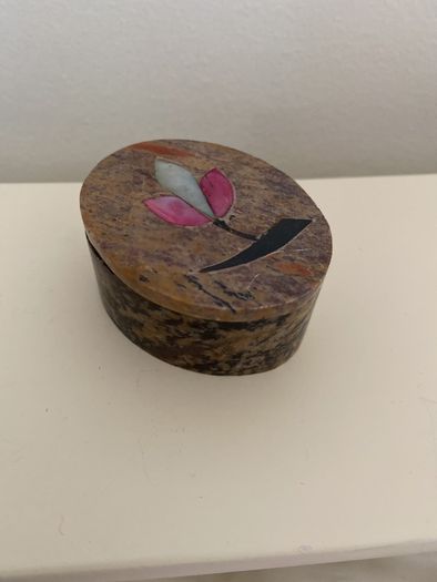 Alabaster Mini Trinket Box (2) with Shell Inlay (E5 each)