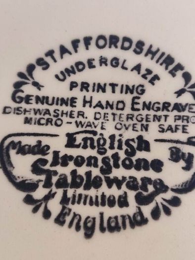 Staffordshire Underglaze Printing Genuine Hand Engraved Dishwasher. Detergent Pro Mi