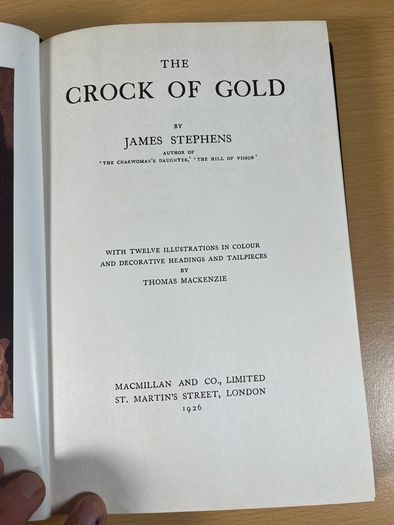 The Crock of Gold, James Stephens, Illustrated - Macmillan - VGC - Hardback