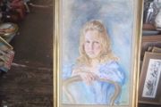 a large oil painting on canvas of a youg girl signed SHIEL
