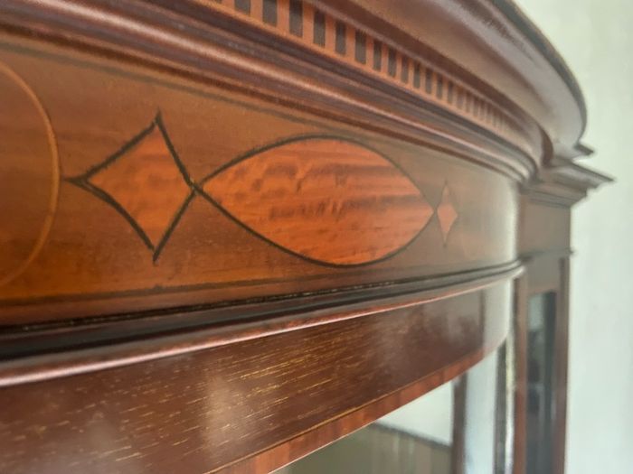 Antique Edwardian Mahogany and Rosewood Bow front  library cabinet
