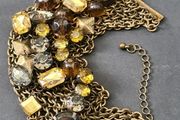 Monsoon, Bracelet Chunky Gold Tone with Amber Yellow Grey Rhinestones