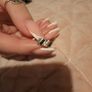 vintage sterling silver small hoops with black and clear stones Image 2