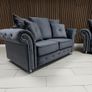 Olympia Grey Chester Arms Plush Velvet Fabric Sofa Image 2