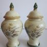 Pair of Vintage Porcelain Staffordshire  Miniture  Vase Urns Handpainted 5 inches Image 2