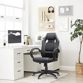Racing Sport Office Chair with Tilt Function Computer Desk Swivel Chair PU Black OBG56BUK, 77x66x107-117) cm