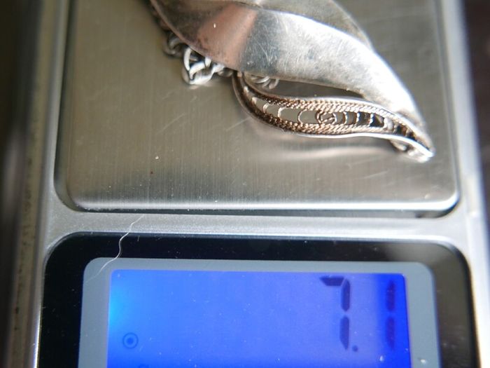 Vintage Sterling Silver 925 Twist Leaf Blade Pendant Long Necklace 7,1g length - 20"