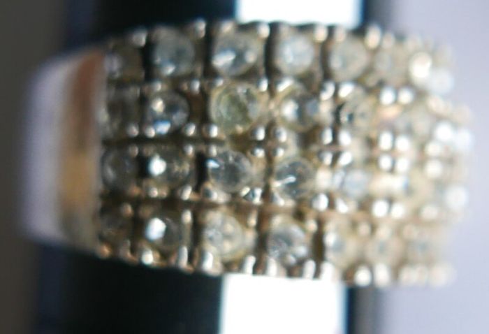 Vintage Sterling Silver 925 Lab Created Ice White Cubic Zirconia Cluster Ring size P - 4,95g