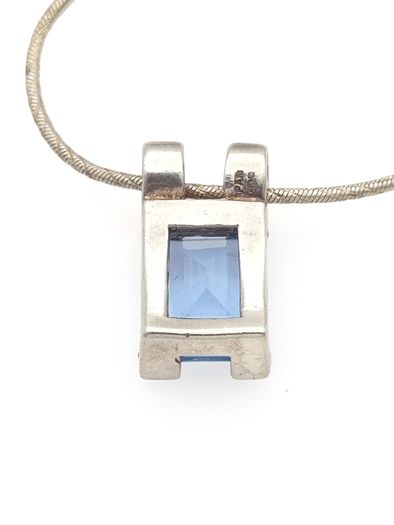 Vintage 925 Sterling Silver & Blue Topaz Signed Birmingham Necklace