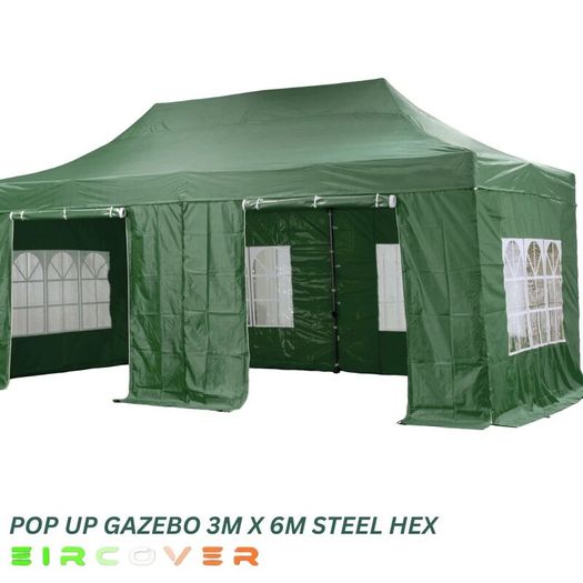 Heavy Duty Pop Up Gazebo Steel 40mm Hex 3m x 6m