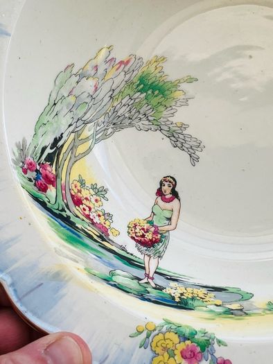 Antique Hand Painted Ceramic Bowl