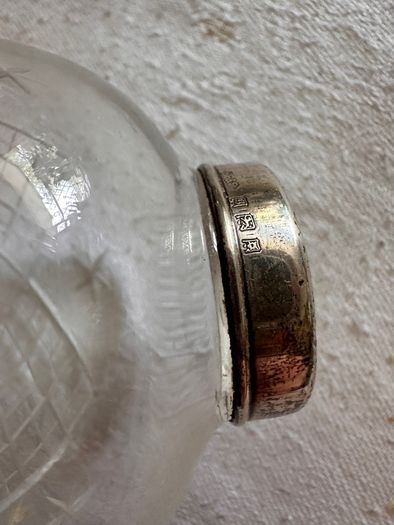 Antique elegant Edwardian style silver collared cut glass vase