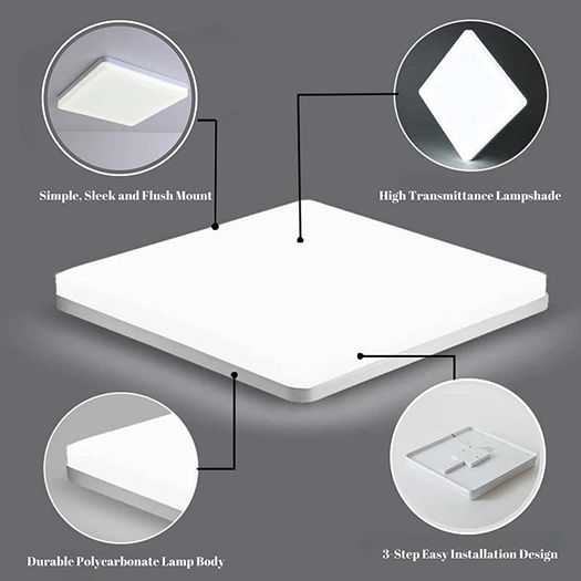18W Square Slim Flush Mount LED Ceiling Light | Super Bright 1620LM, 3000K-Warm White | 80%+ Energy Saving For Home Lighting, Bathroom, Kitchen, Garage, Office, Shop and more | W:15cm x H:4cm (FREE POSTAGE)