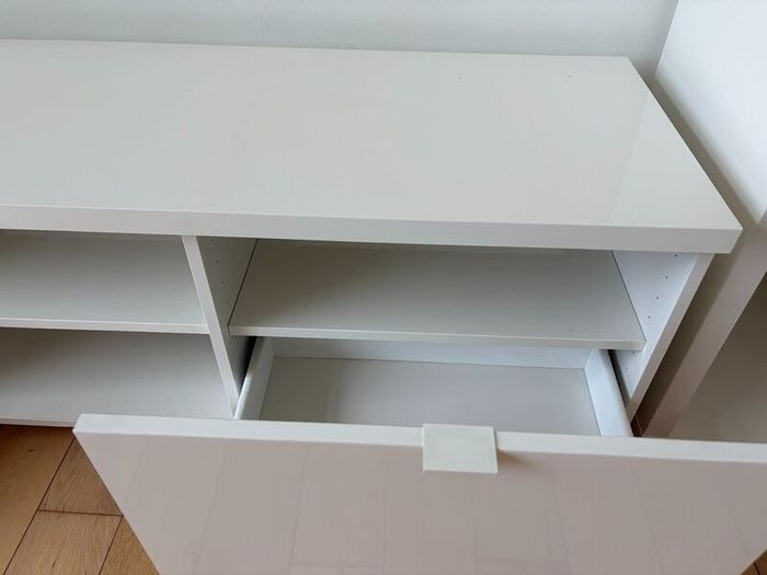 BYS TV bench, high-gloss white, 160x42x45 cm