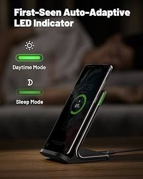 Wireless Charger 2-Pack, Qi-Certified 15W Fast Wireless Charger Stand with Sleep-friendly Adaptive Light Compatible with iPhone 13 12 11 Pro X 8 Plus Samsung Galaxy S21 S20 Note Huawei Xiaomi etc