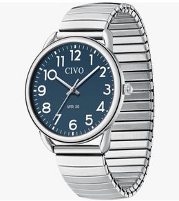 CIVO Mens Quartz Watch Elastic Stainless Steel Strap